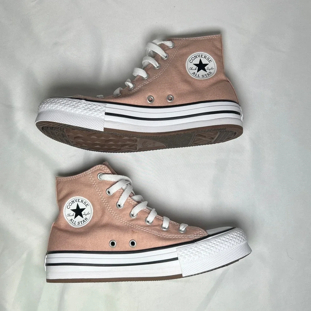 Converse All Star Move High Top Kids 4 Desert Pink Platform Sneakers NWOB